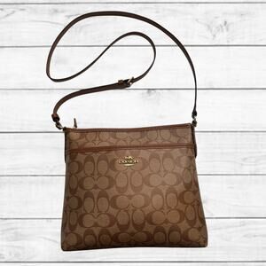 B6. COACH Signature Leather Brown Mocha Crossbody NO-L1822-F29210 GUC